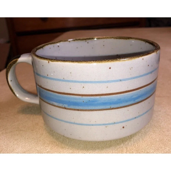 Otagiri Other - Vintage Otagiri Horizon Speckled  Stoneware Pottery Soup Mugs Brown & Blue